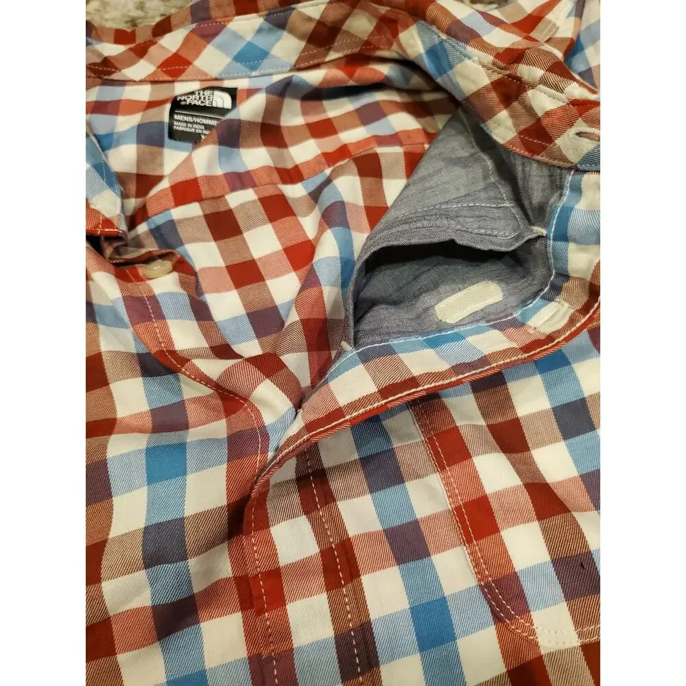The‎ North Face Mens XL Button Up Shirt Red Blue Plaid Outdoor Casual Trailcore